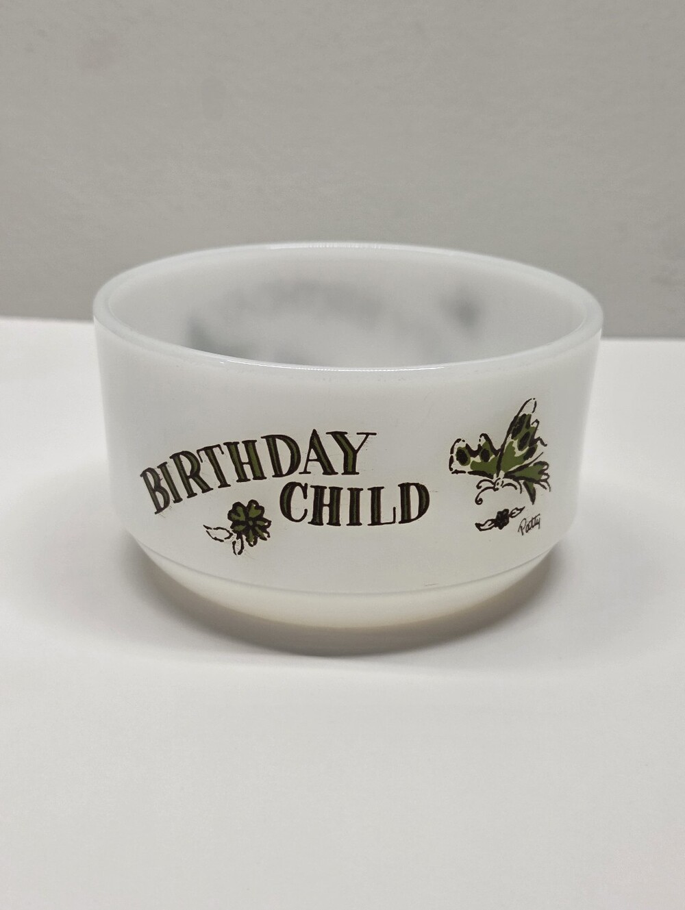 1950's Happy Birthday Fire King Anchor Hocking Small Bowl Birthday Child